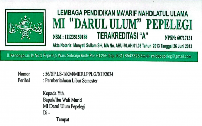 Pengumuman Libur Semester Ganjil 2024 - 2025