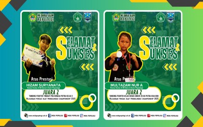 Dua pendekar cilik MI Darul Ulum Pepelegi kembali ukir prestasi di ajang Pencak Silat Probolinggo Championship 2025.